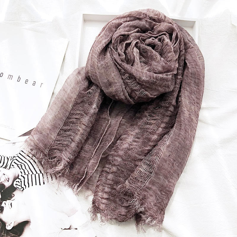 Women's Retro Solid Color Lightweight Shawl Thin Scarf - Purple - image 3