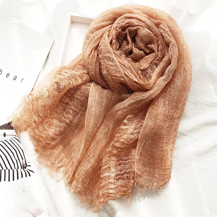 Women's Retro Solid Color Lightweight Shawl Thin Scarf - Orange - image 6