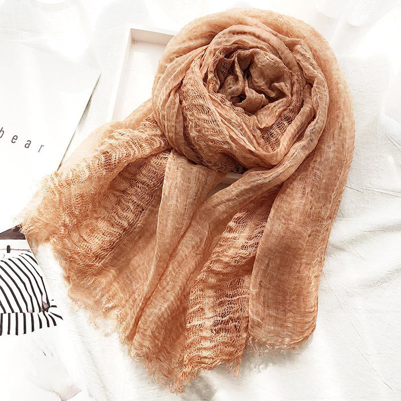 Women's Retro Solid Color Lightweight Shawl Thin Scarf - Orange - image 6