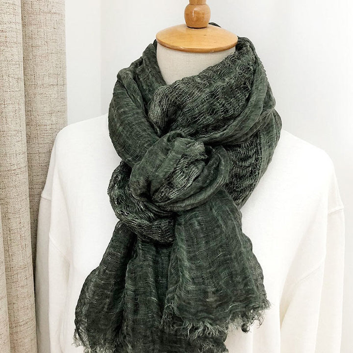 Women's Retro Solid Color Lightweight Shawl Thin Scarf - image 1