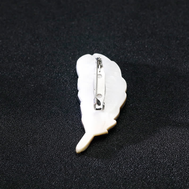 Unisex Natural Abalone Shell Feather Shape Brooch - image 2