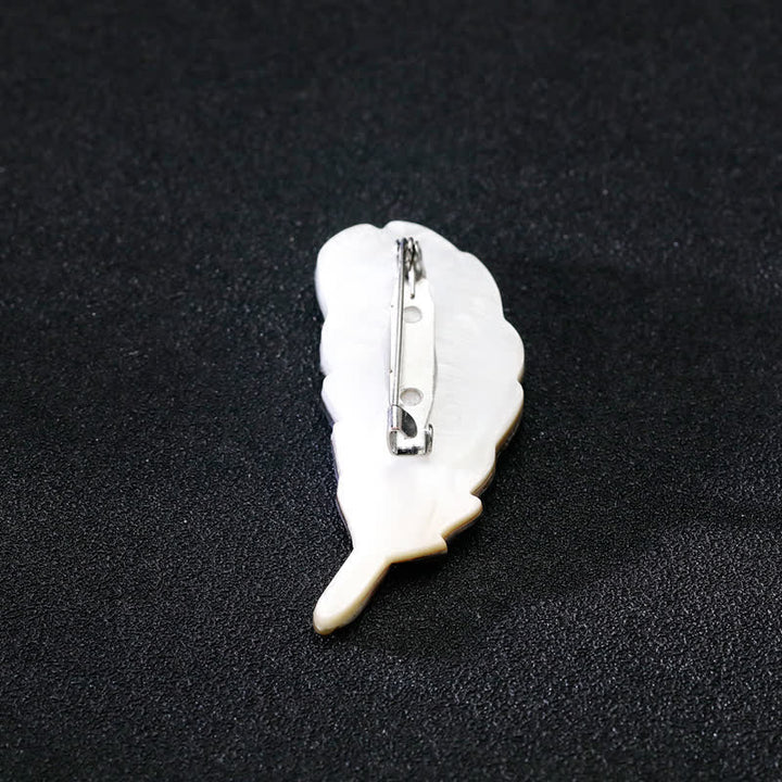 Unisex Natural Abalone Shell Feather Shape Brooch
