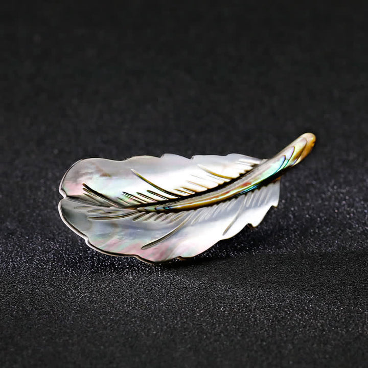Unisex Natural Abalone Shell Feather Shape Brooch - image 5