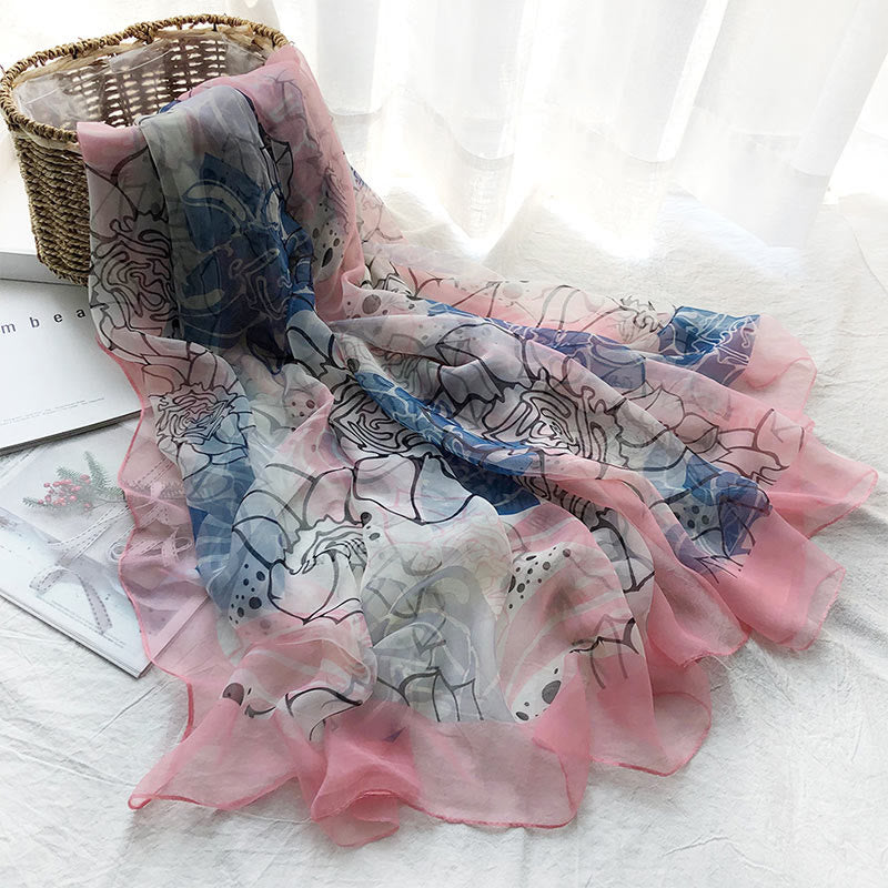 Women's Summer Beach Printed Lightweight Shawl Thin Scarf