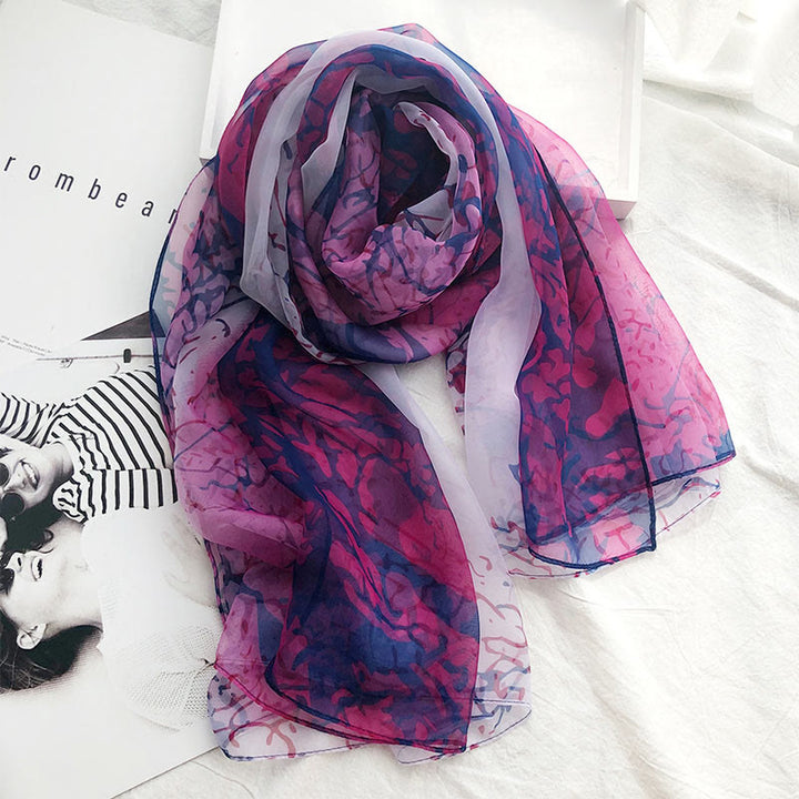 Women's Summer Beach Printed Lightweight Shawl Thin Scarf