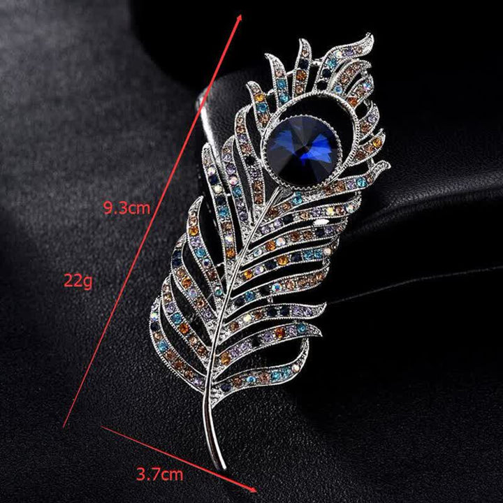 Unisex Colorful Rhinestone Phoenix Feather Shape Brooch - image 3