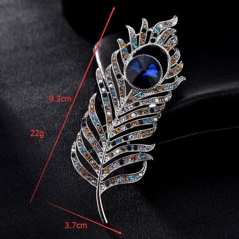 Unisex Colorful Rhinestone Phoenix Feather Shape Brooch - image 3