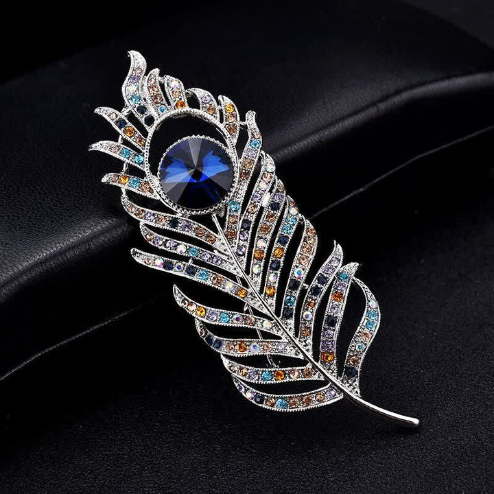 Unisex Colorful Rhinestone Phoenix Feather Shape Brooch - image 1