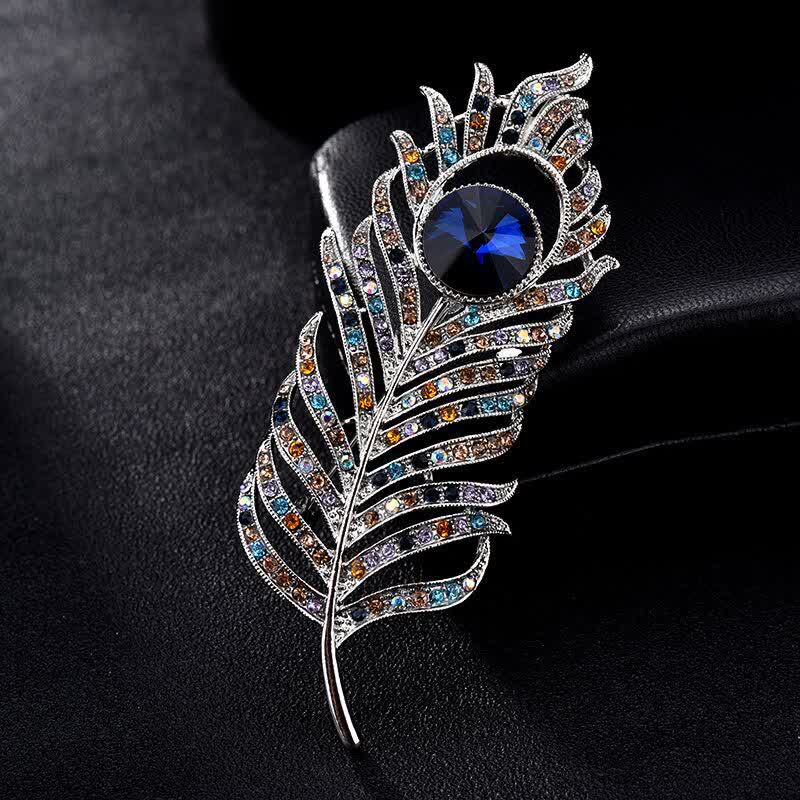 Unisex Colorful Rhinestone Phoenix Feather Shape Brooch - Colorful - image 0