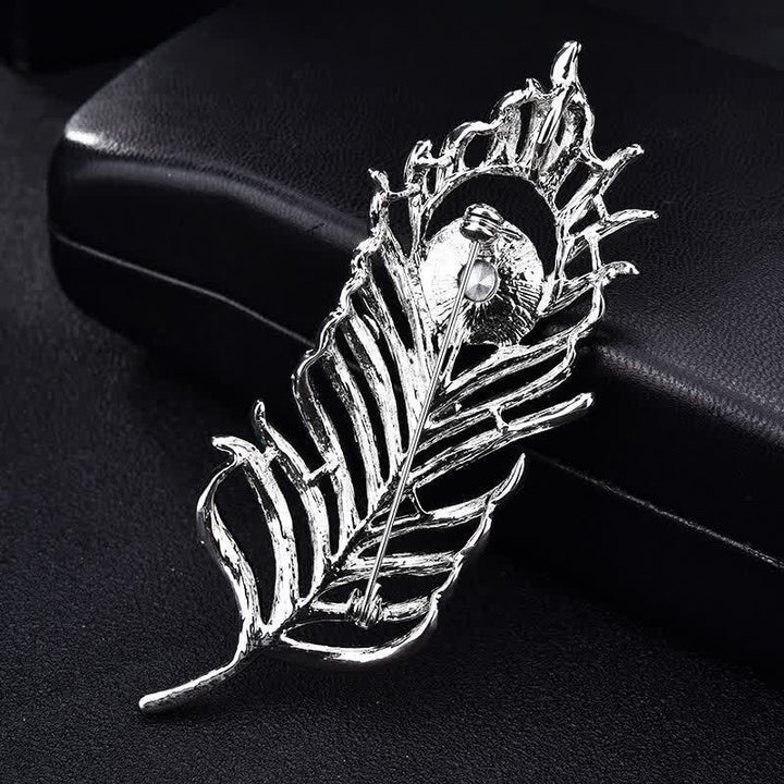 Unisex Colorful Rhinestone Phoenix Feather Shape Brooch - image 2