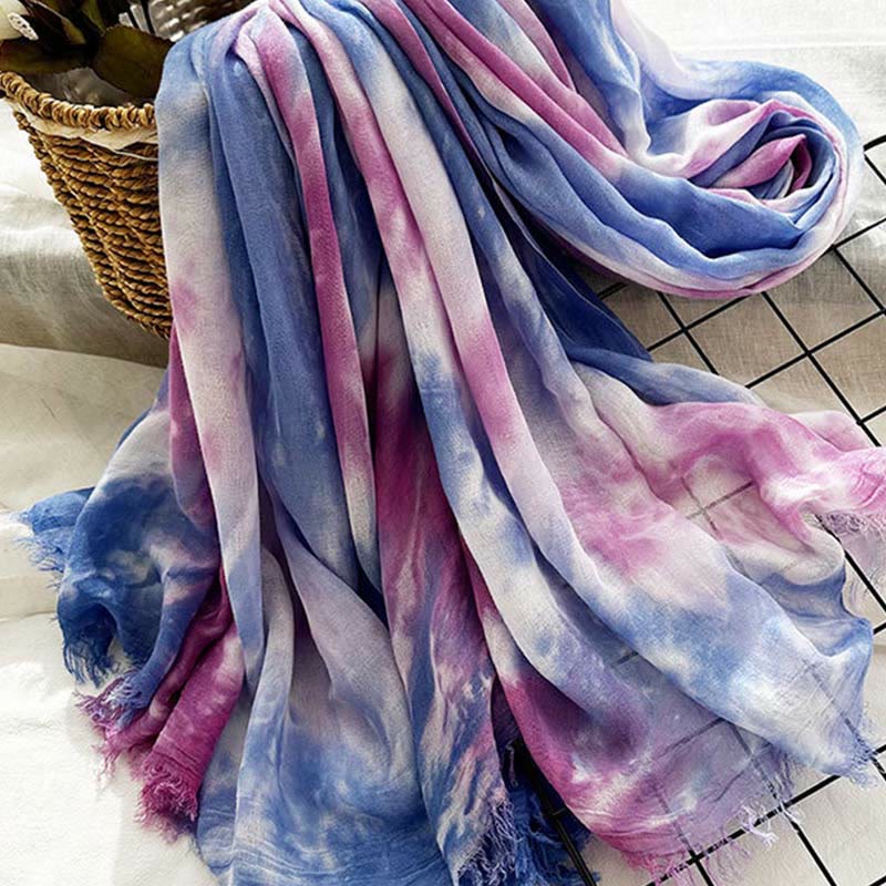 Women's Tie Dye Art Printed Lightweight Shawl Thin Scarf - image 4
