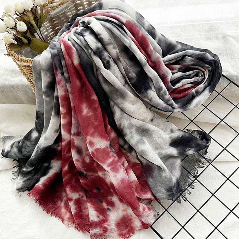 Women's Tie Dye Art Printed Lightweight Shawl Thin Scarf