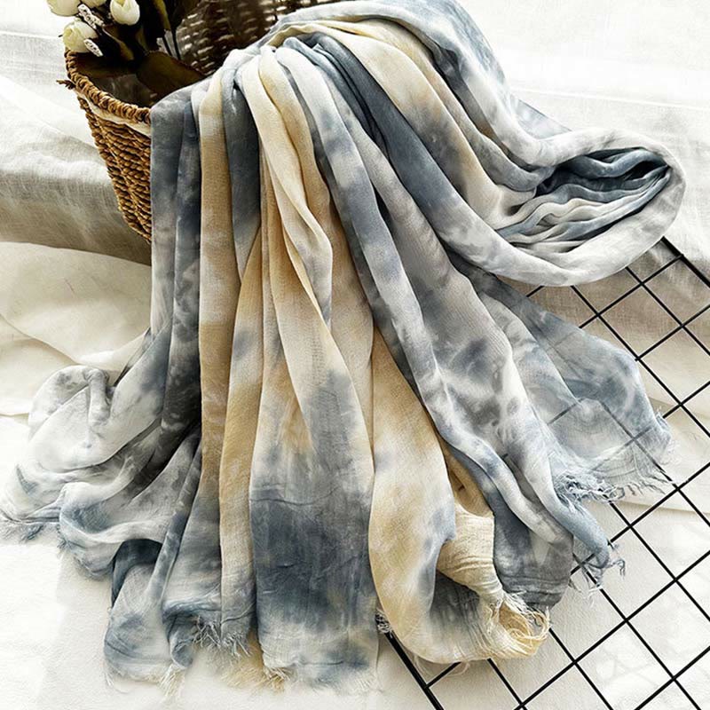 Women's Tie Dye Art Printed Lightweight Shawl Thin Scarf