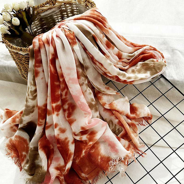 Women's Tie Dye Art Printed Lightweight Shawl Thin Scarf