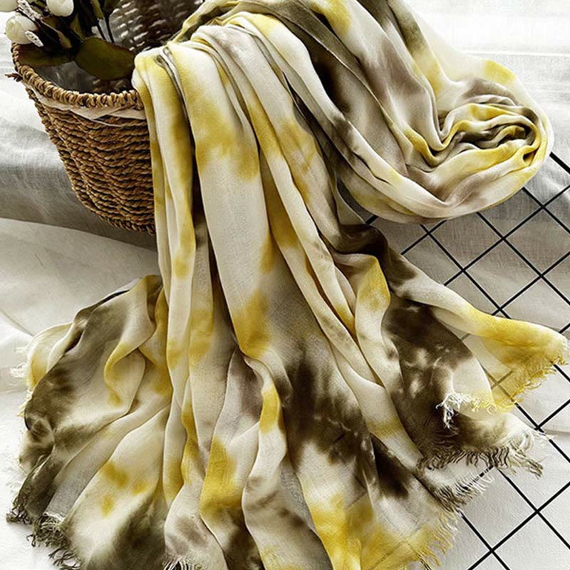 Women's Tie Dye Art Printed Lightweight Shawl Thin Scarf - image 1