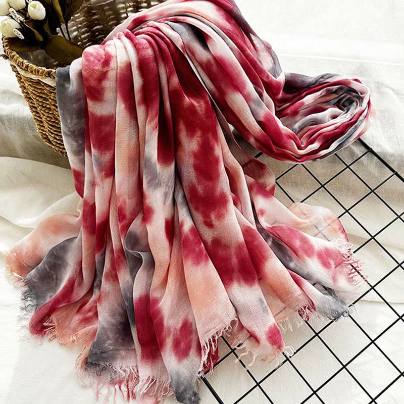 Women's Tie Dye Art Printed Lightweight Shawl Thin Scarf