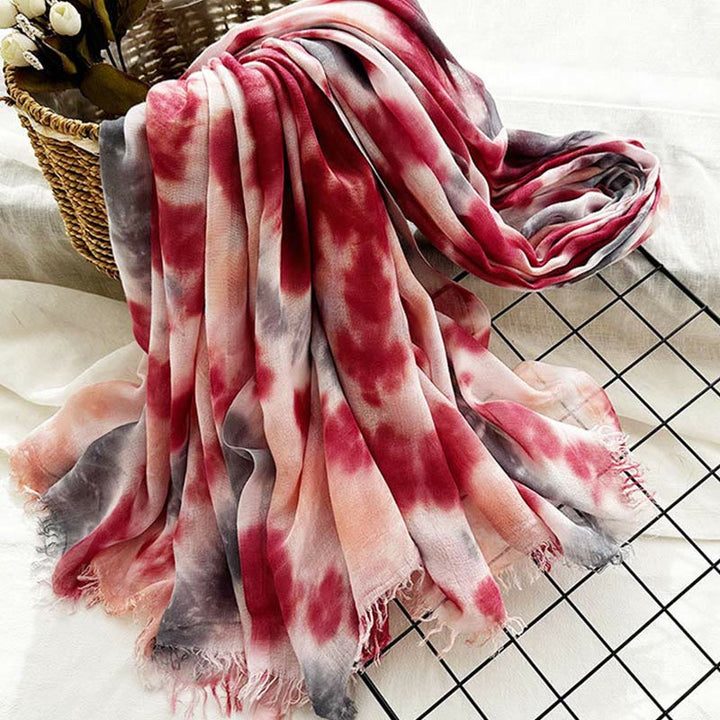 Women's Tie Dye Art Printed Lightweight Shawl Thin Scarf
