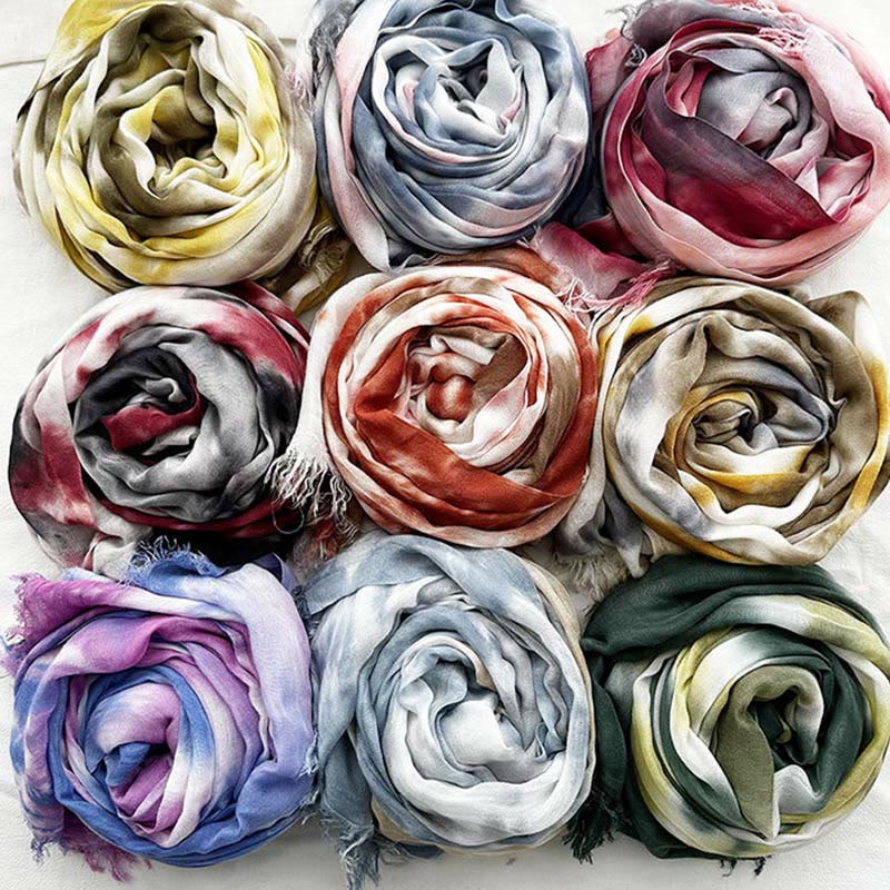 Women's Tie Dye Art Printed Lightweight Shawl Thin Scarf