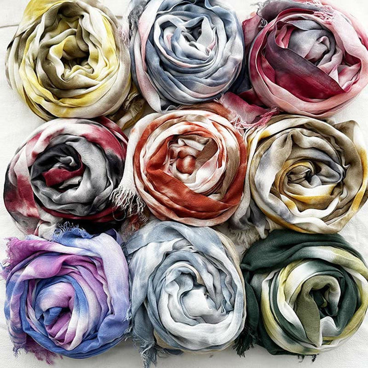Women's Tie Dye Art Printed Lightweight Shawl Thin Scarf