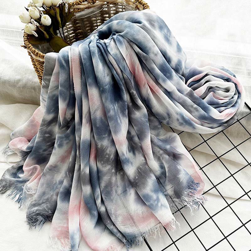 Women's Tie Dye Art Printed Lightweight Shawl Thin Scarf