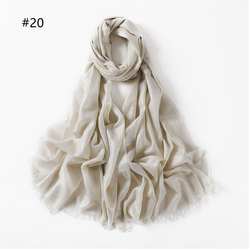 Women's Golden Glitter Lightweight Shawl Thin Scarf - Cream - image 27