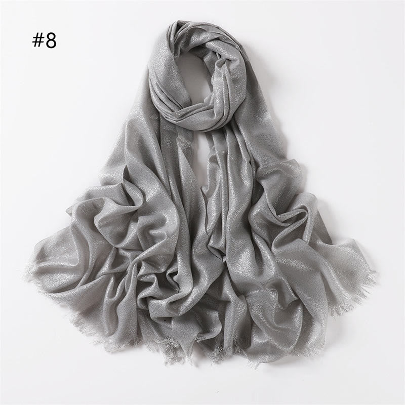 Women's Golden Glitter Lightweight Shawl Thin Scarf - Silver Grey - image 15