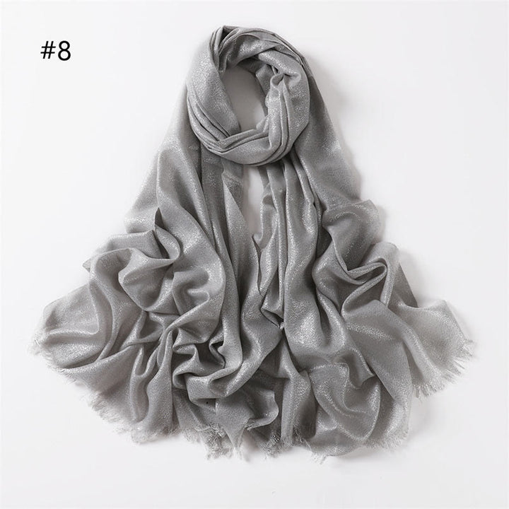 Women's Golden Glitter Lightweight Shawl Thin Scarf - Silver Grey - image 15