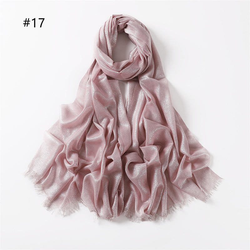 Women's Golden Glitter Lightweight Shawl Thin Scarf - Pink - image 24