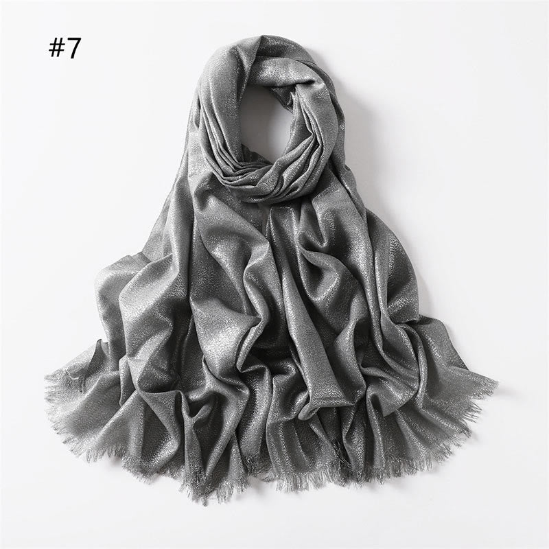 Women's Golden Glitter Lightweight Shawl Thin Scarf - Mid Grey - image 14