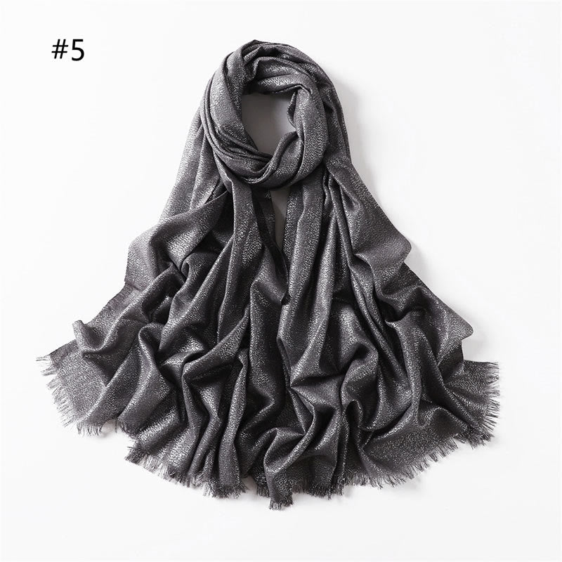 Women's Golden Glitter Lightweight Shawl Thin Scarf - Dark Grey - image 12