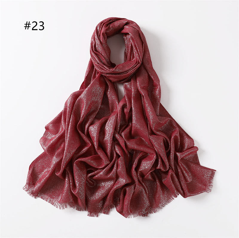Women's Golden Glitter Lightweight Shawl Thin Scarf - Dark Red - image 30