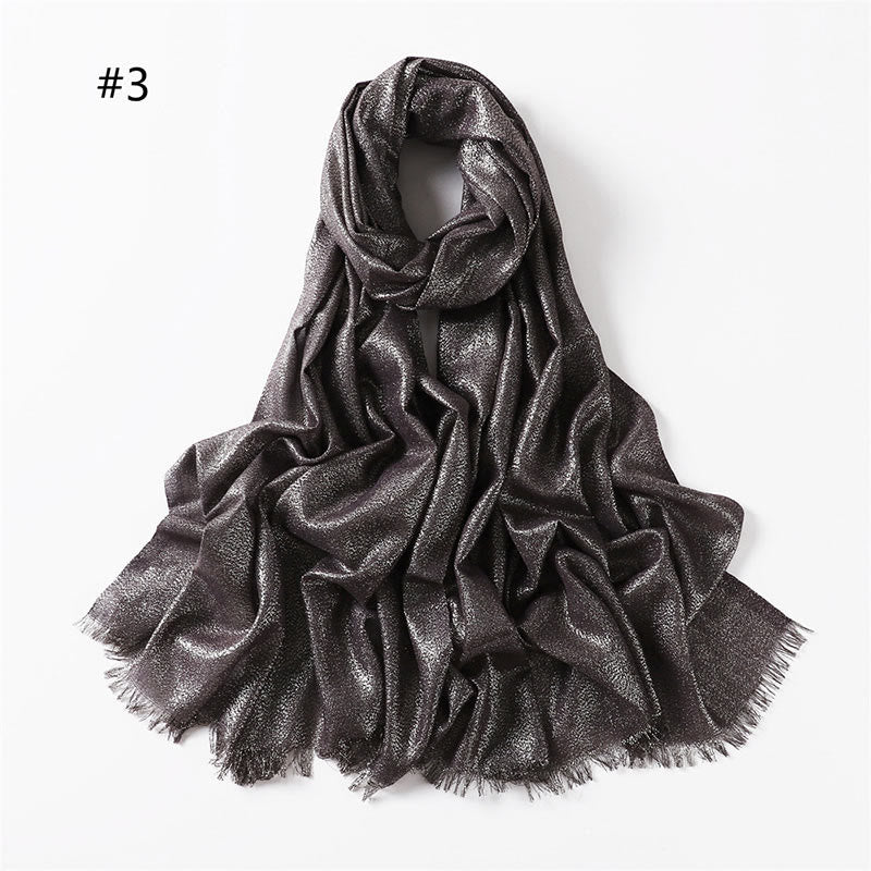 Women's Golden Glitter Lightweight Shawl Thin Scarf - Coffee - image 10