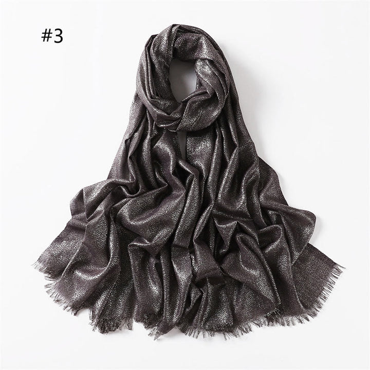 Women's Golden Glitter Lightweight Shawl Thin Scarf - Coffee - image 10