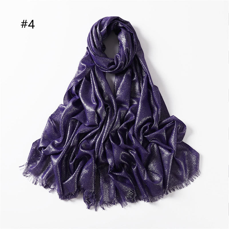 Women's Golden Glitter Lightweight Shawl Thin Scarf - Purple - image 11