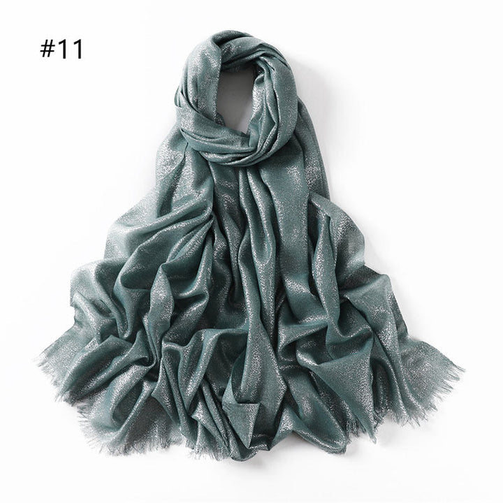 Women's Golden Glitter Lightweight Shawl Thin Scarf - Dusty Mint - image 18