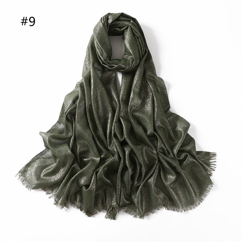 Women's Golden Glitter Lightweight Shawl Thin Scarf - Green - image 16