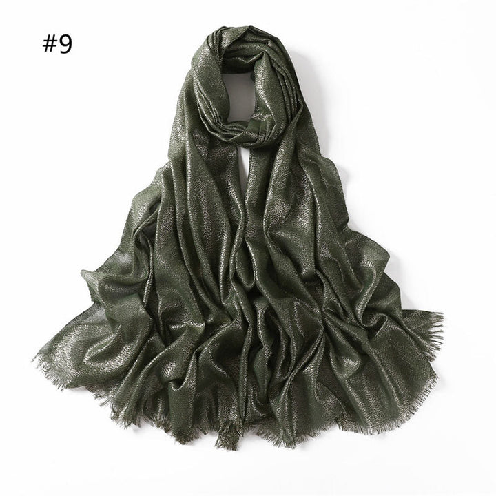 Women's Golden Glitter Lightweight Shawl Thin Scarf - Green - image 16