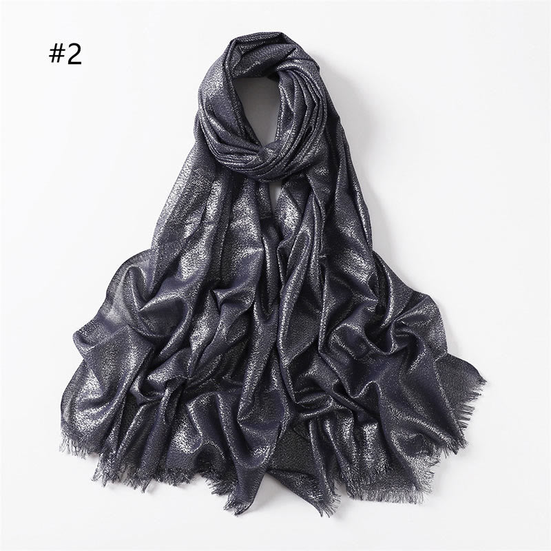 Women's Golden Glitter Lightweight Shawl Thin Scarf - Navy - image 9