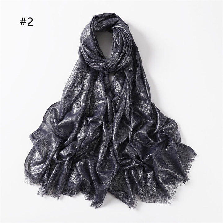 Women's Golden Glitter Lightweight Shawl Thin Scarf - Navy - image 9