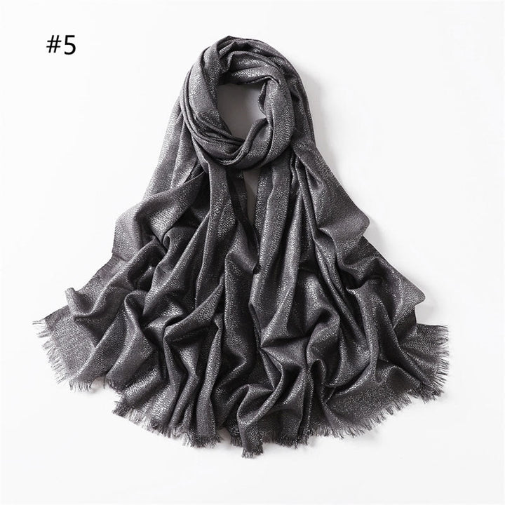 Women's Golden Glitter Lightweight Shawl Thin Scarf - Dark Grey - image 12