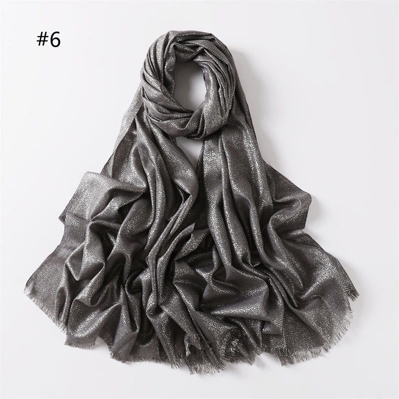 Women's Golden Glitter Lightweight Shawl Thin Scarf - Grey - image 13