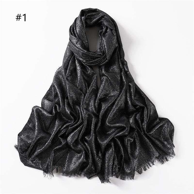 Women's Golden Glitter Lightweight Shawl Thin Scarf - Black - image 0