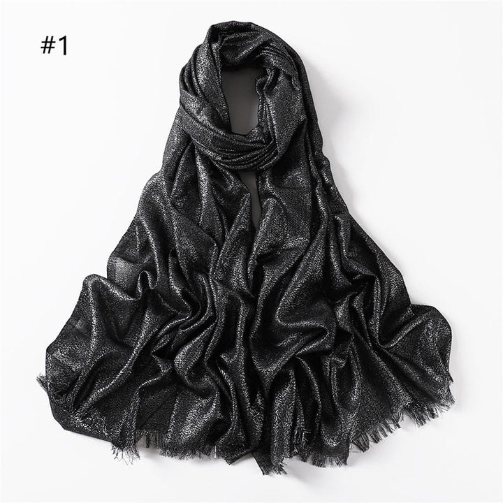 Women's Golden Glitter Lightweight Shawl Thin Scarf - Black - image 0