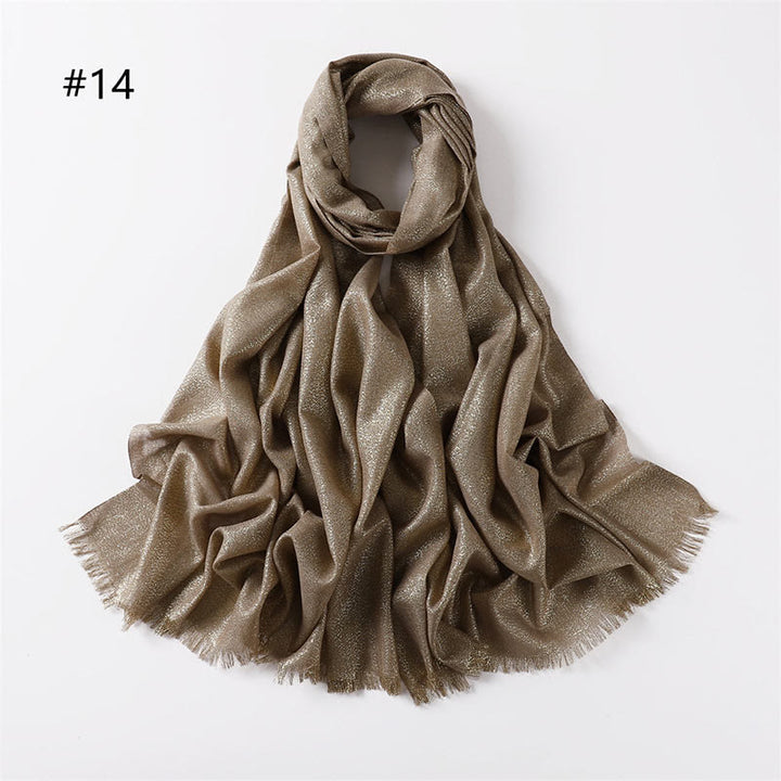 Women's Golden Glitter Lightweight Shawl Thin Scarf - Gold Khaki - image 21