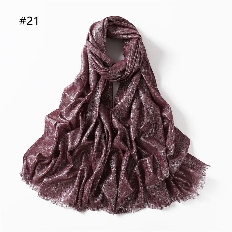 Women's Golden Glitter Lightweight Shawl Thin Scarf - Burgundy - image 28