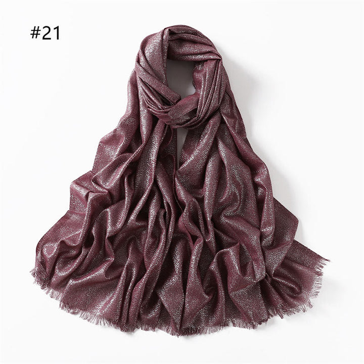 Women's Golden Glitter Lightweight Shawl Thin Scarf - Burgundy - image 28