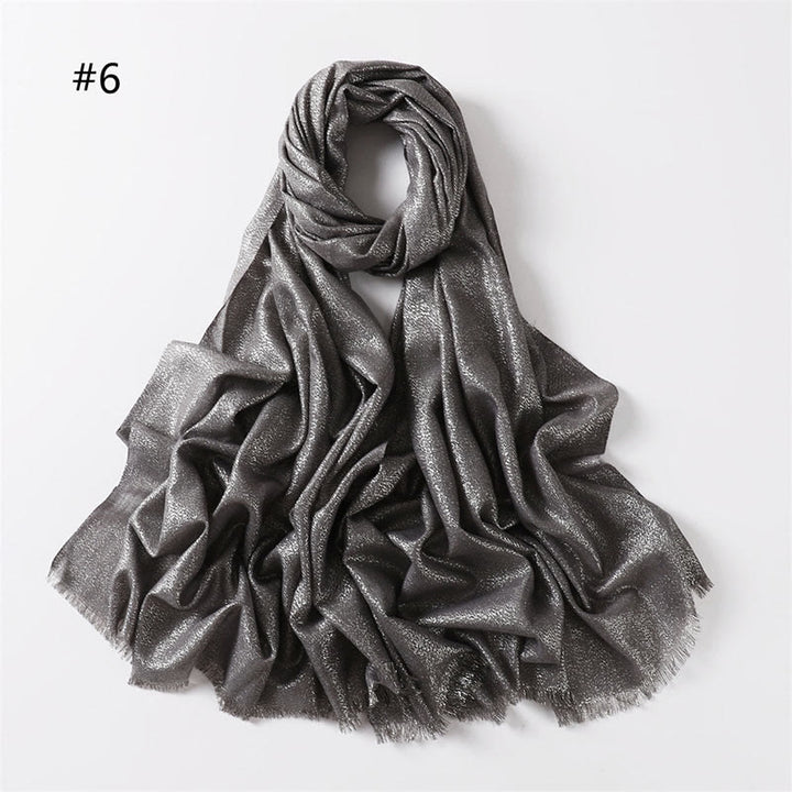 Women's Golden Glitter Lightweight Shawl Thin Scarf - Grey - image 13