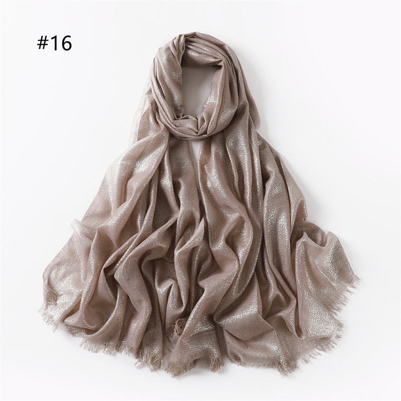 Women's Golden Glitter Lightweight Shawl Thin Scarf - Lit Khaki - image 23