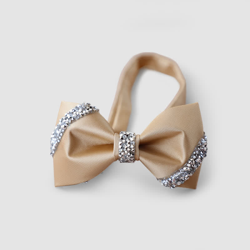Men's Classic Rhinestone Embellished Bow Tie - Champagne - image 6