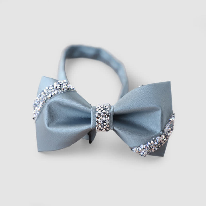 Men's Classic Rhinestone Embellished Bow Tie - Light Gray - image 7